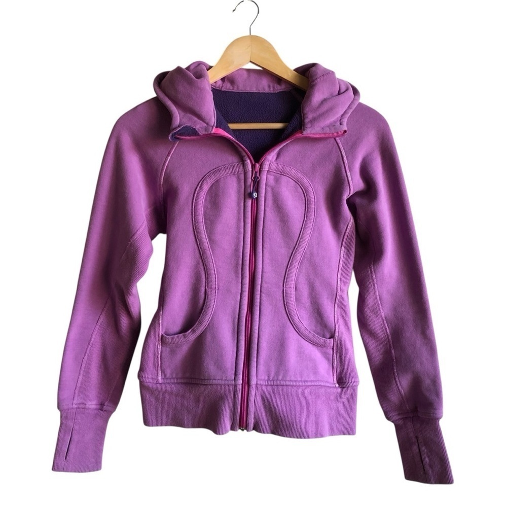 Lululemon Scuba Hoodie Size 4 Deep Fuchsia Pink Purple Cozy Cotton - Picture 2 of 12